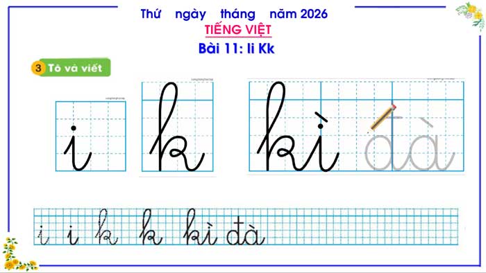 Video chữ viết mẫu trong bài giảng i k